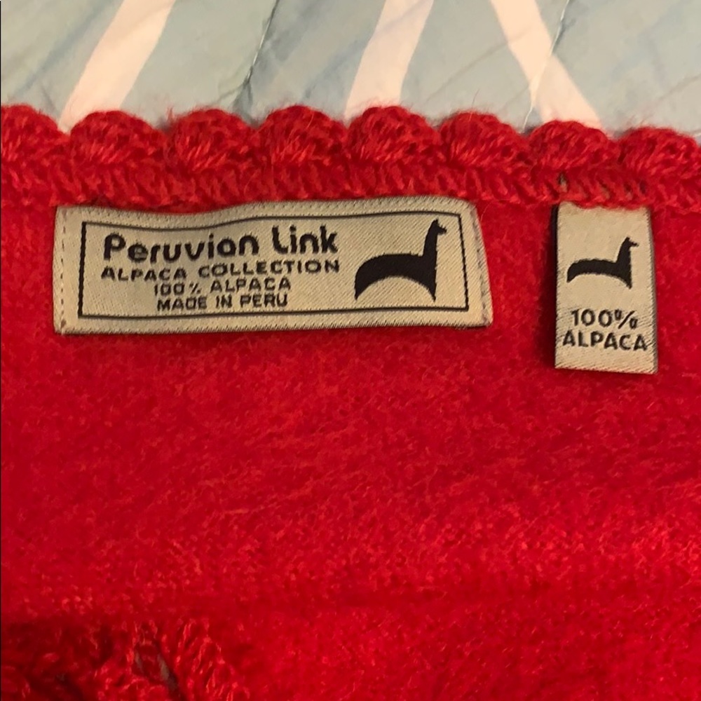 Red Peruvian Link Alpaca Shawl View 3